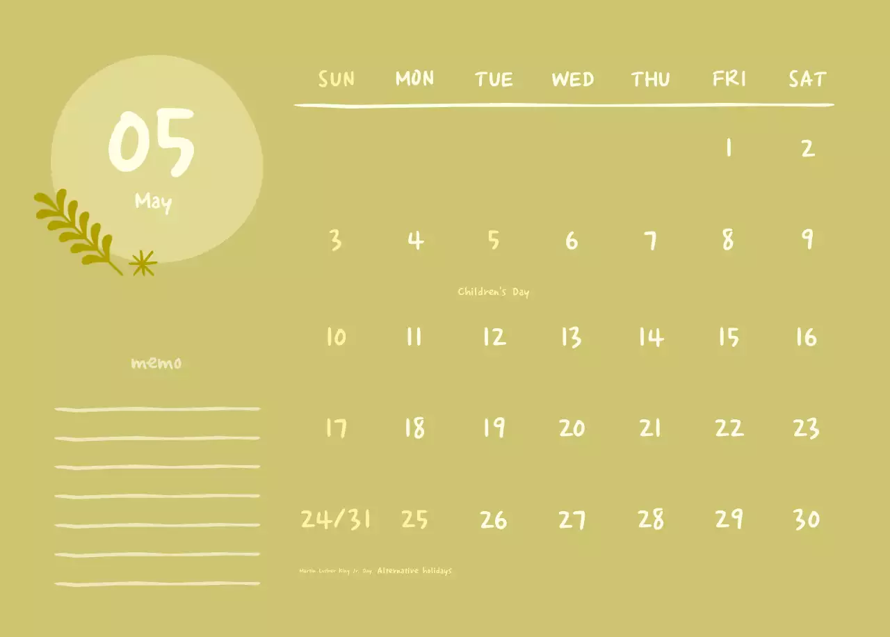 Kalender Yoga Sederhana Biru Laut