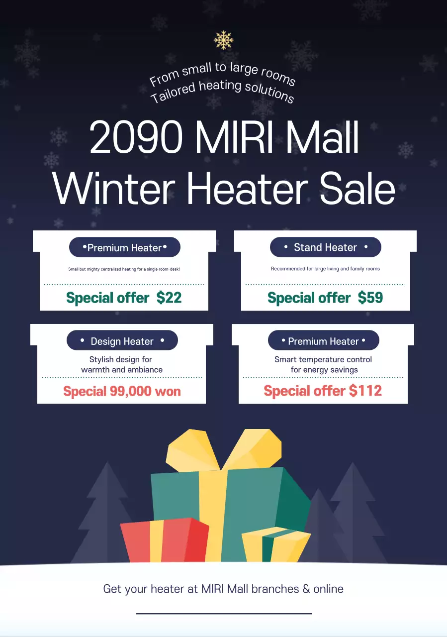 Khuyến mãi mùa đông đơn giản màu xanh navy