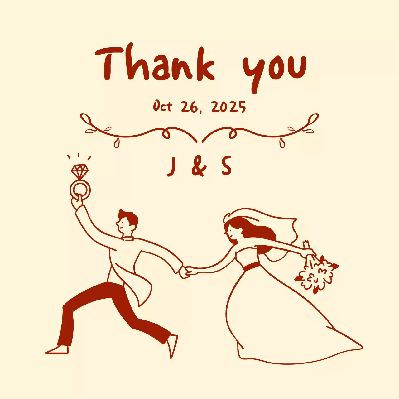 Đám cưới đơn giản màu be Cảm ơn bạn