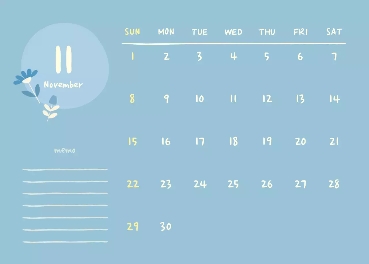 Kalender Yoga Sederhana Biru Laut