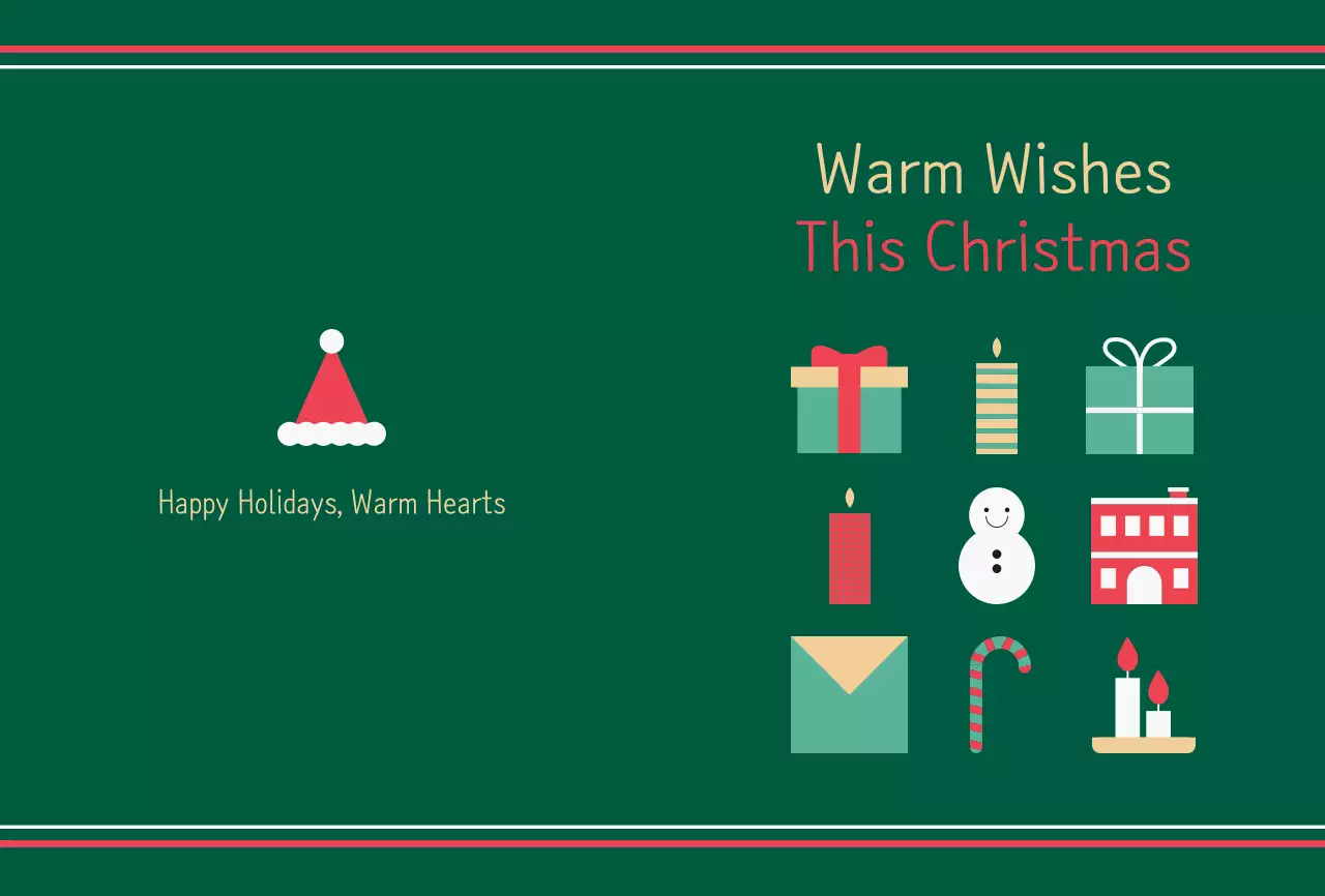 Bưu thiếp Giáng sinh đơn giản màu xanh lá cây