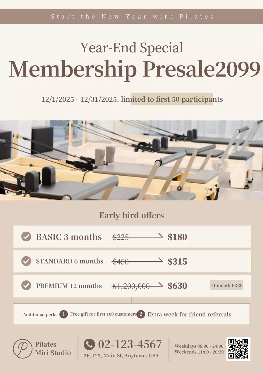 Khuyến mãi Pilates hiện đại màu be