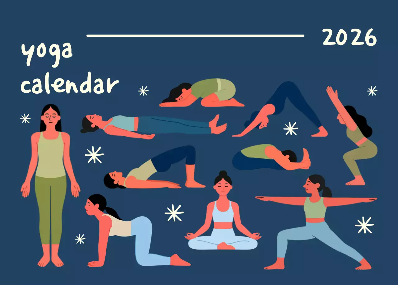 Kalender Yoga Sederhana Biru Laut