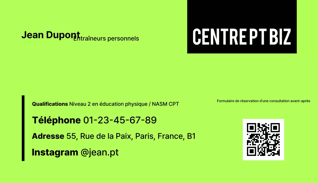 Carte de visite de formateur simple et verte