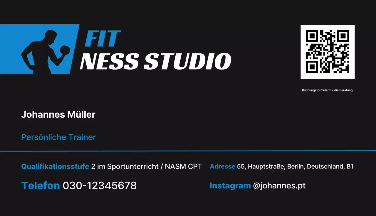 Schwarze moderne Fitness-Visitenkarte