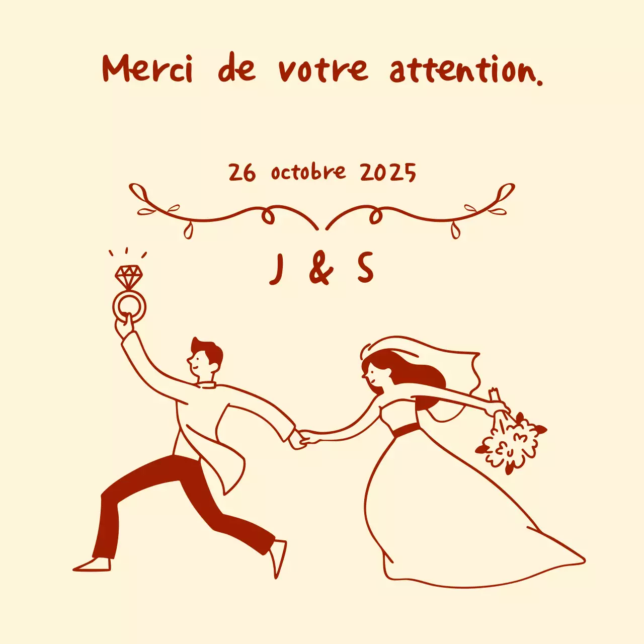 Merci de mariage simple et beige