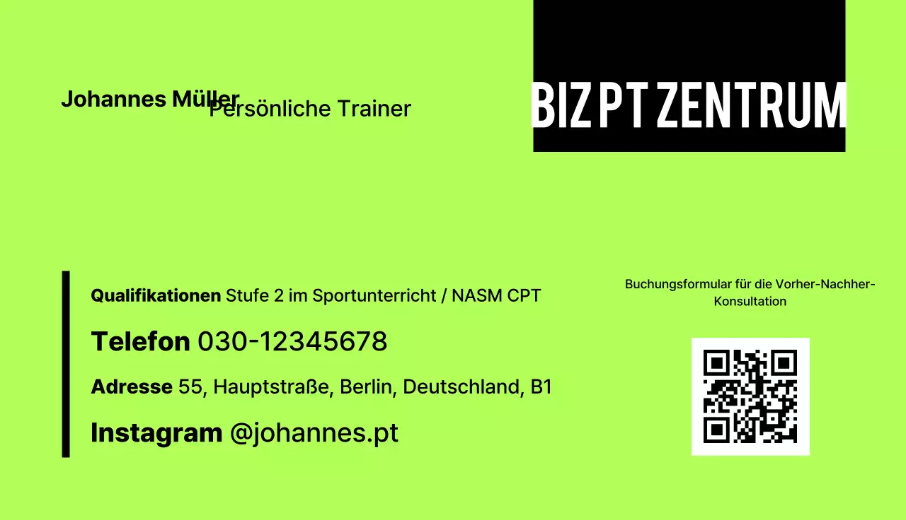 Grüne einfache Trainer-Visitenkarte