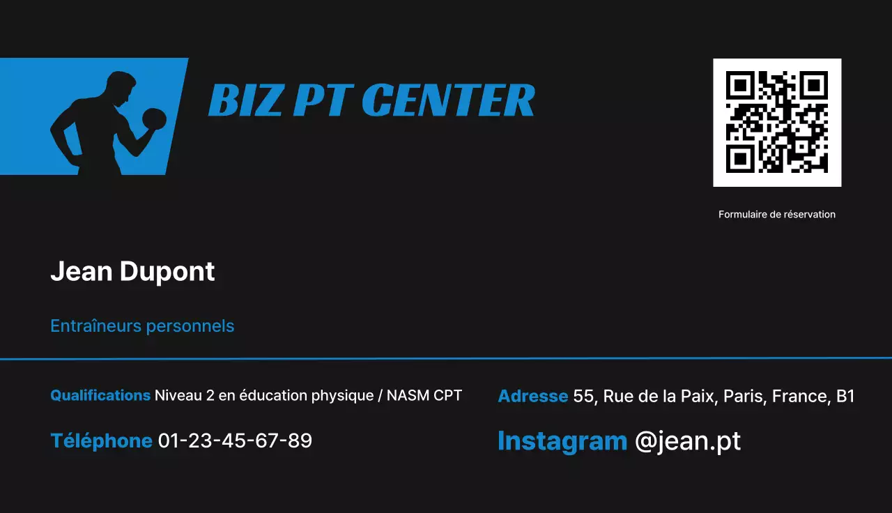 Carte de visite de fitness moderne noire
