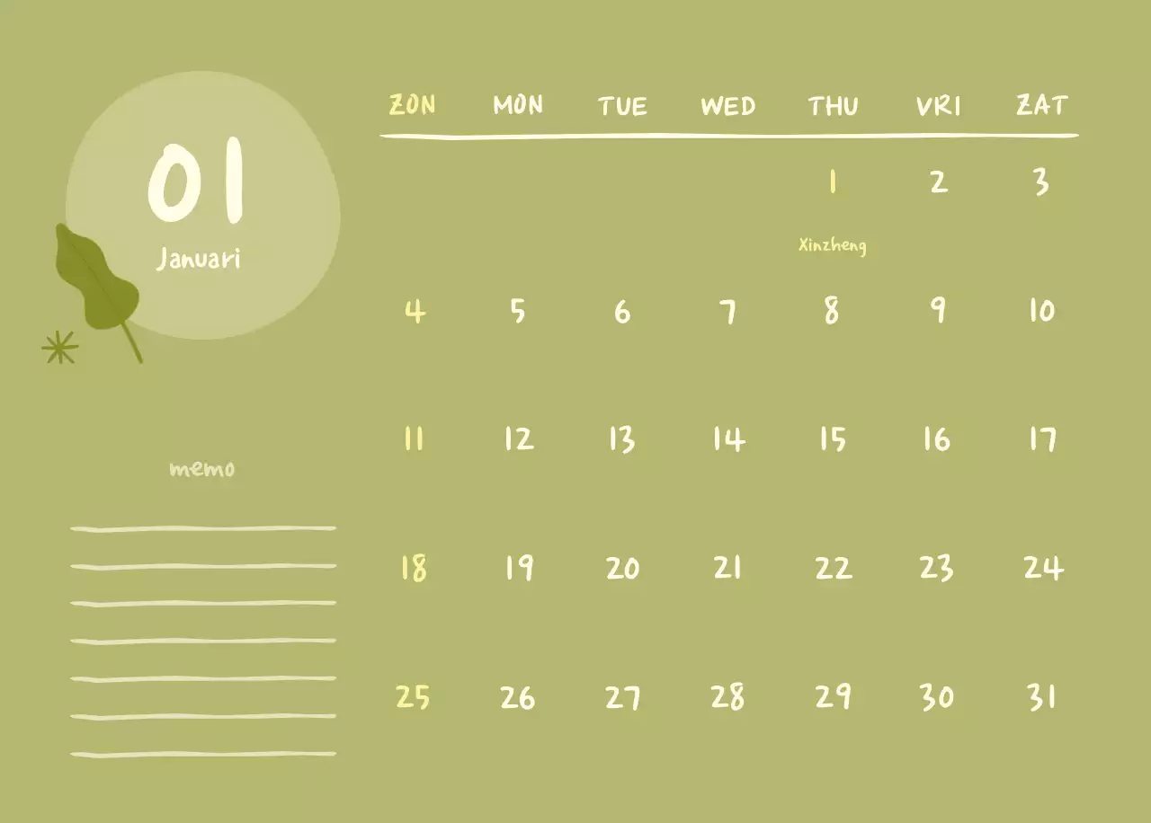 Marineblauwe eenvoudige yogakalender