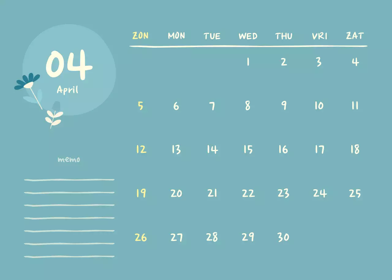 Marineblauwe eenvoudige yogakalender