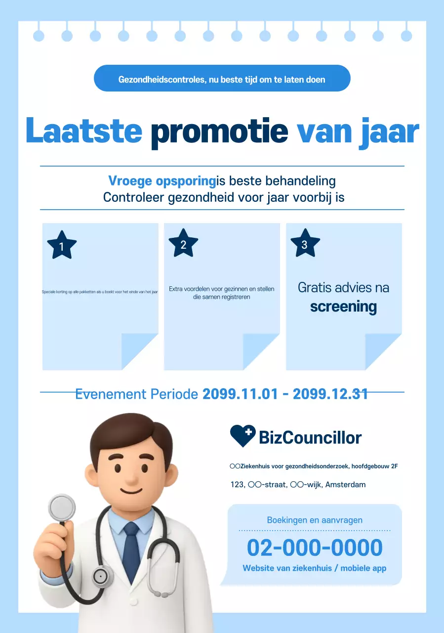 Blauwe moderne gezondheidscheck-up promotie