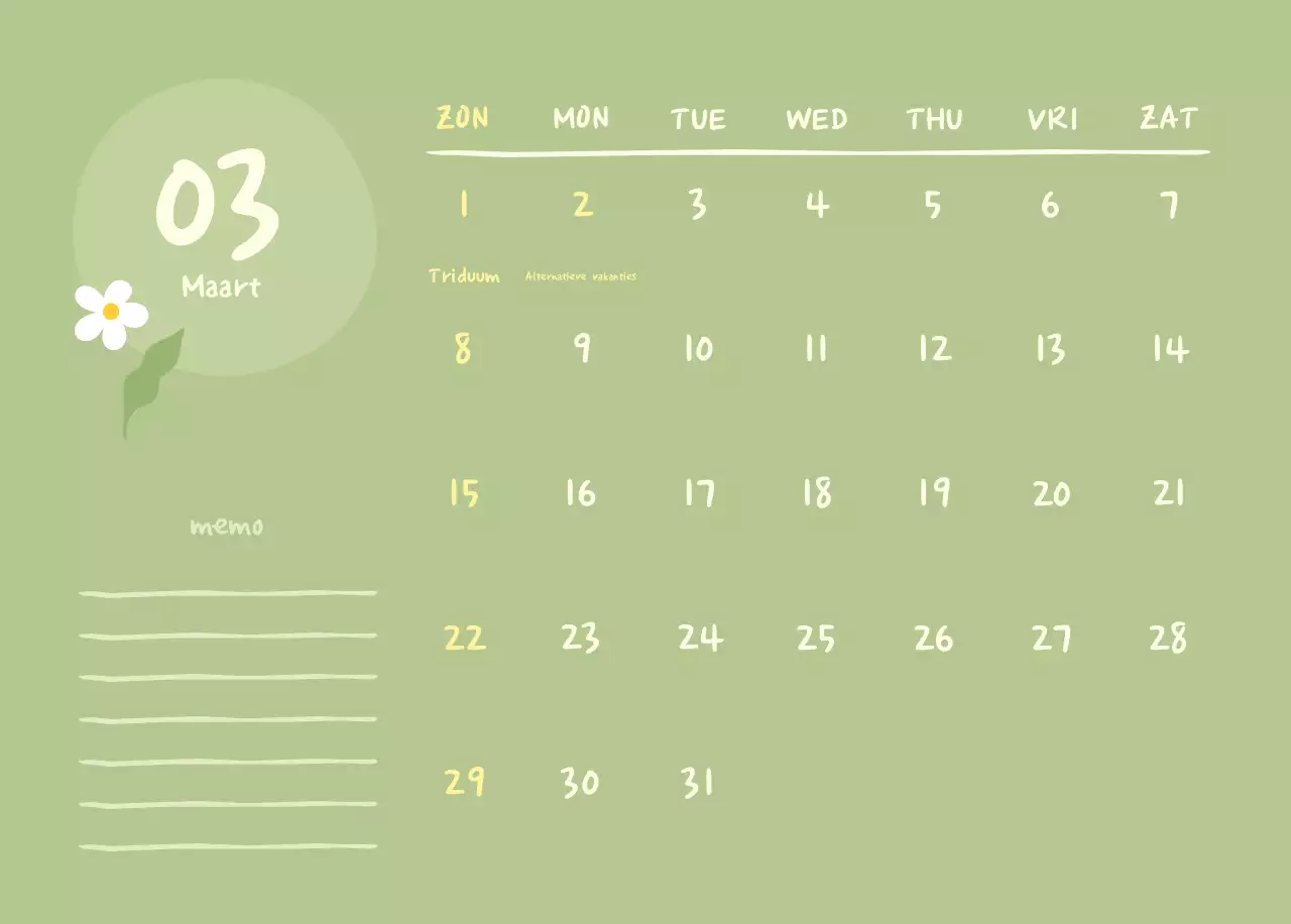 Marineblauwe eenvoudige yogakalender