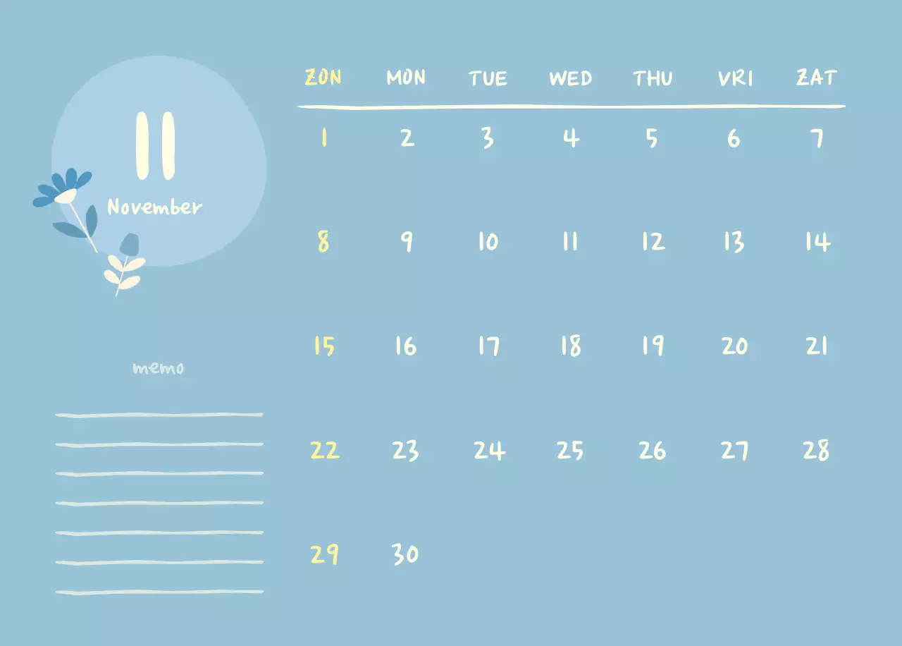 Marineblauwe eenvoudige yogakalender
