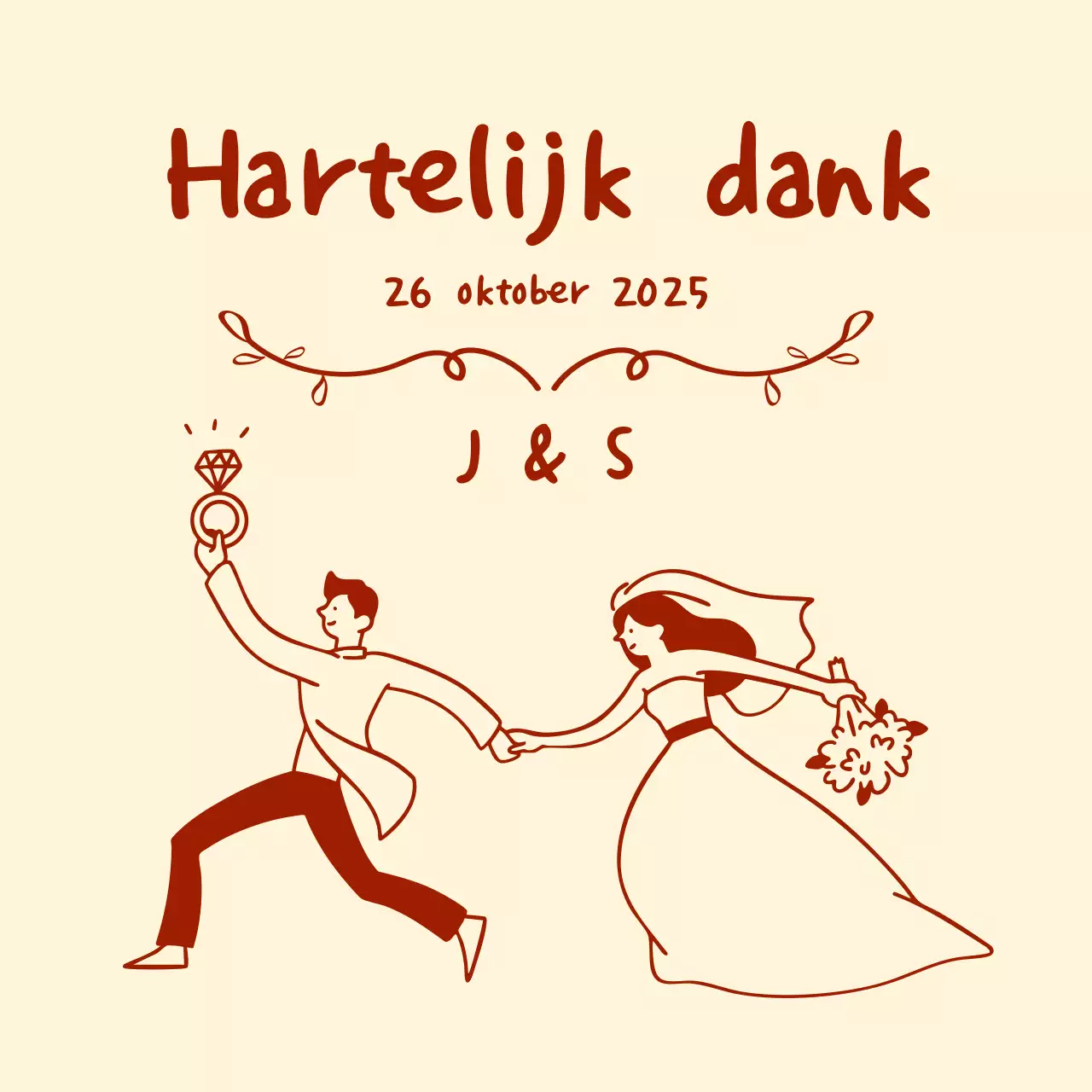 Beige Eenvoudige Bruiloft Bedankje