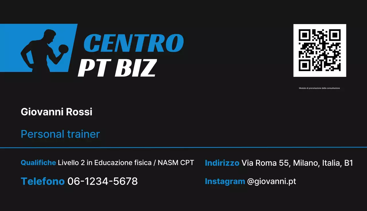 Biglietto da visita moderno per il fitness nero