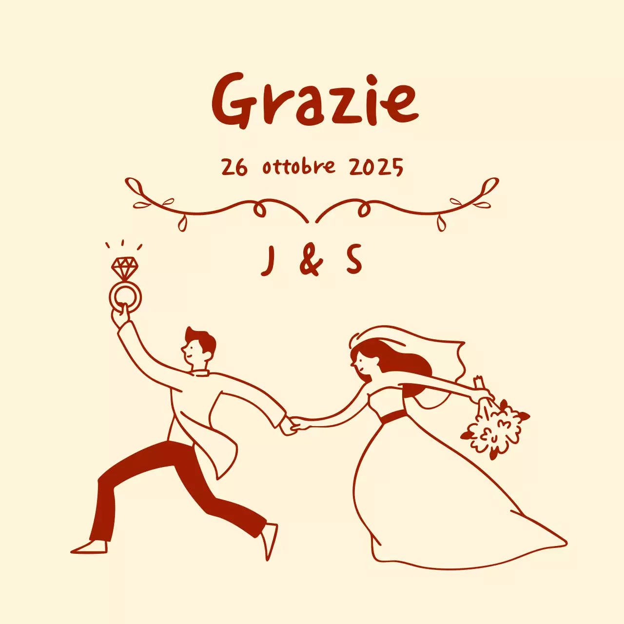 Grazie per il matrimonio semplice beige