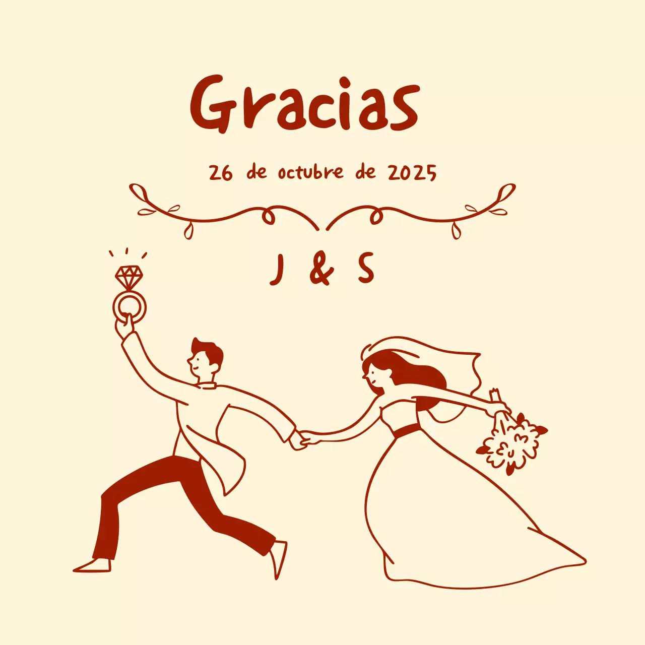 Gracias por su boda sencilla en beige