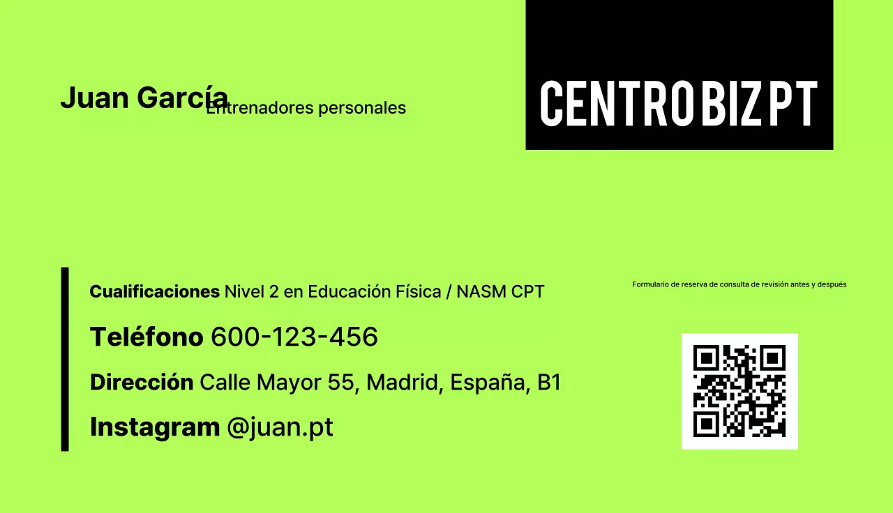 Tarjeta de presentación Green Simple Trainer