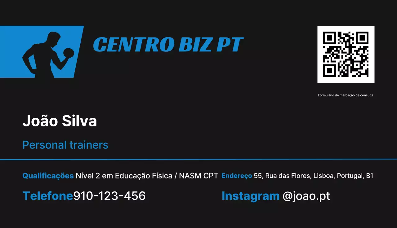 Cartão de Visita Fitness Moderno Preto