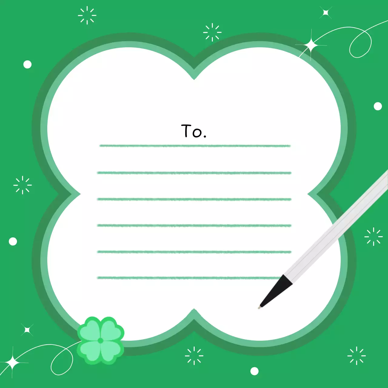 Carta de Boa Sorte Verde e Simples