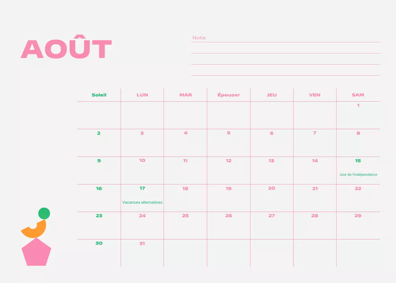 Calendrier Blue Pop Calendrier