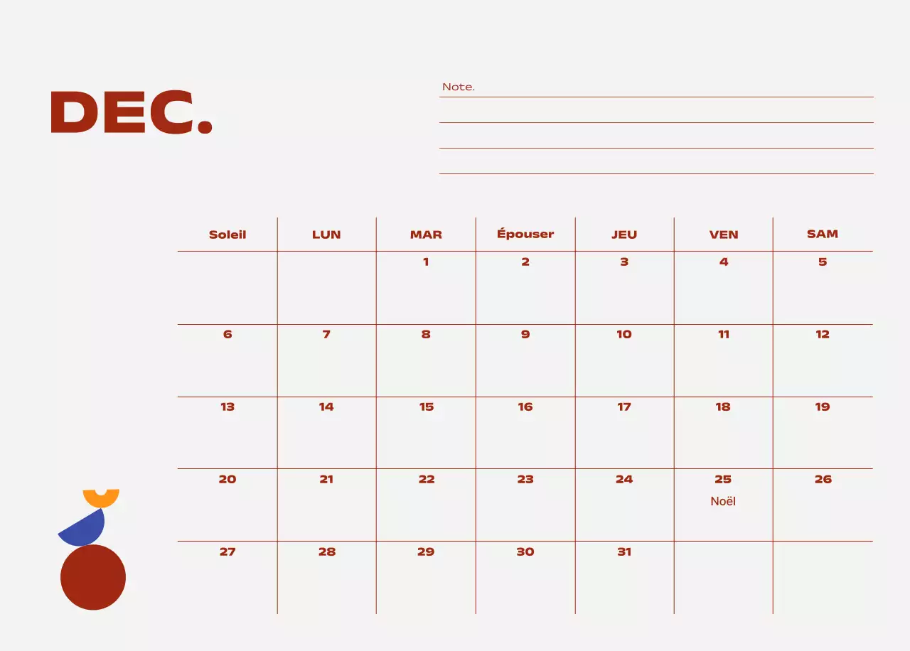 Calendrier Blue Pop Calendrier