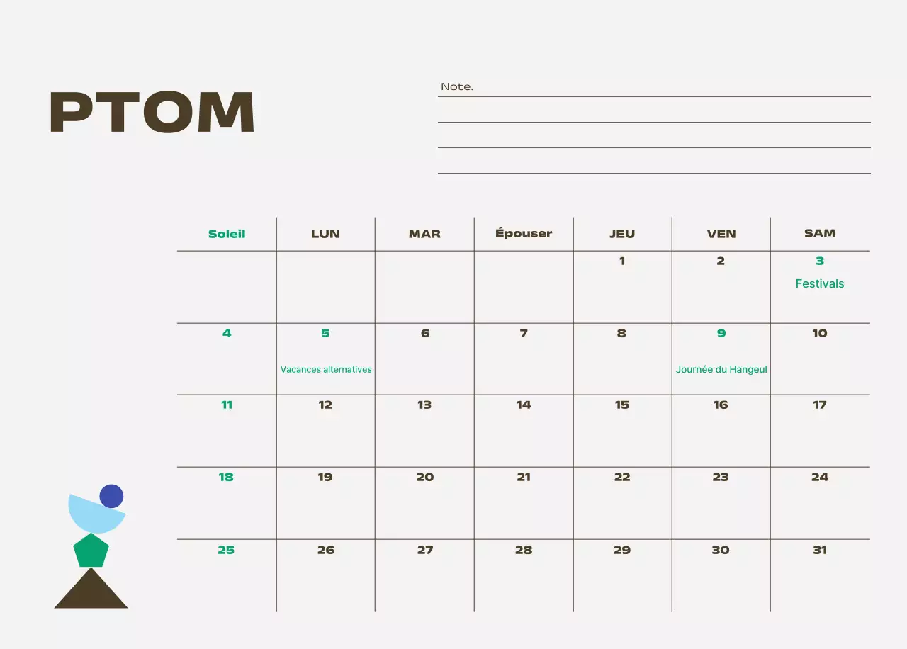 Calendrier Blue Pop Calendrier