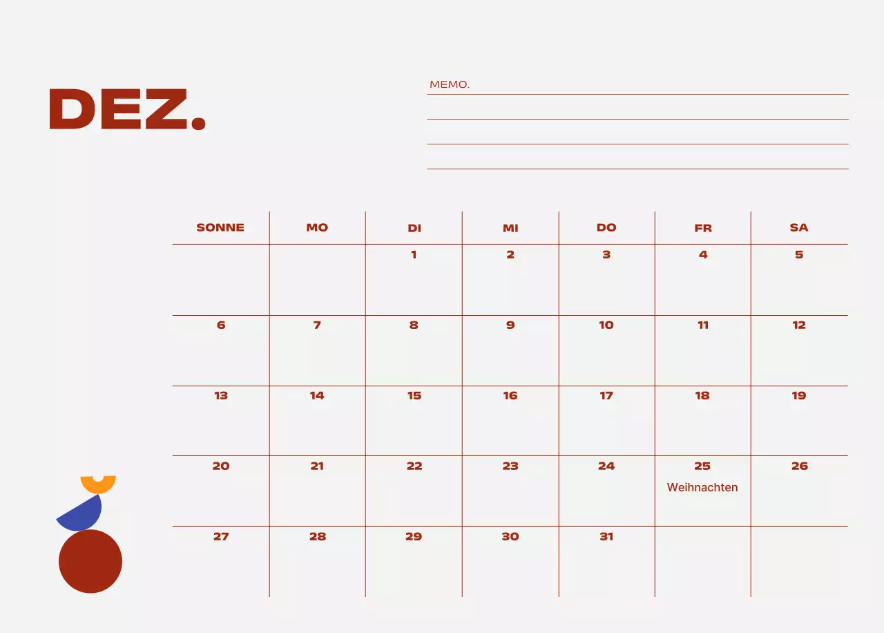 Blue Pop Calendar Kalender