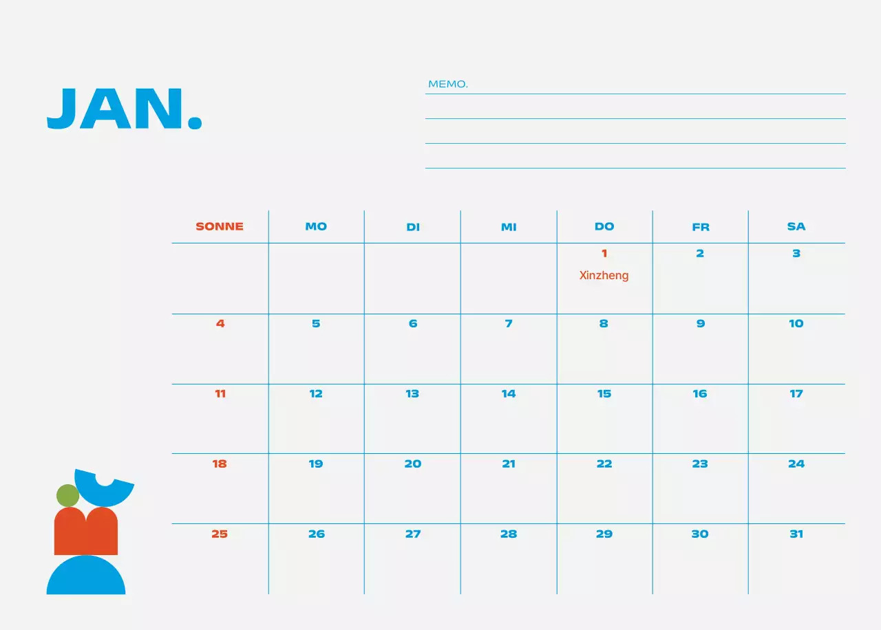 Blue Pop Calendar Kalender