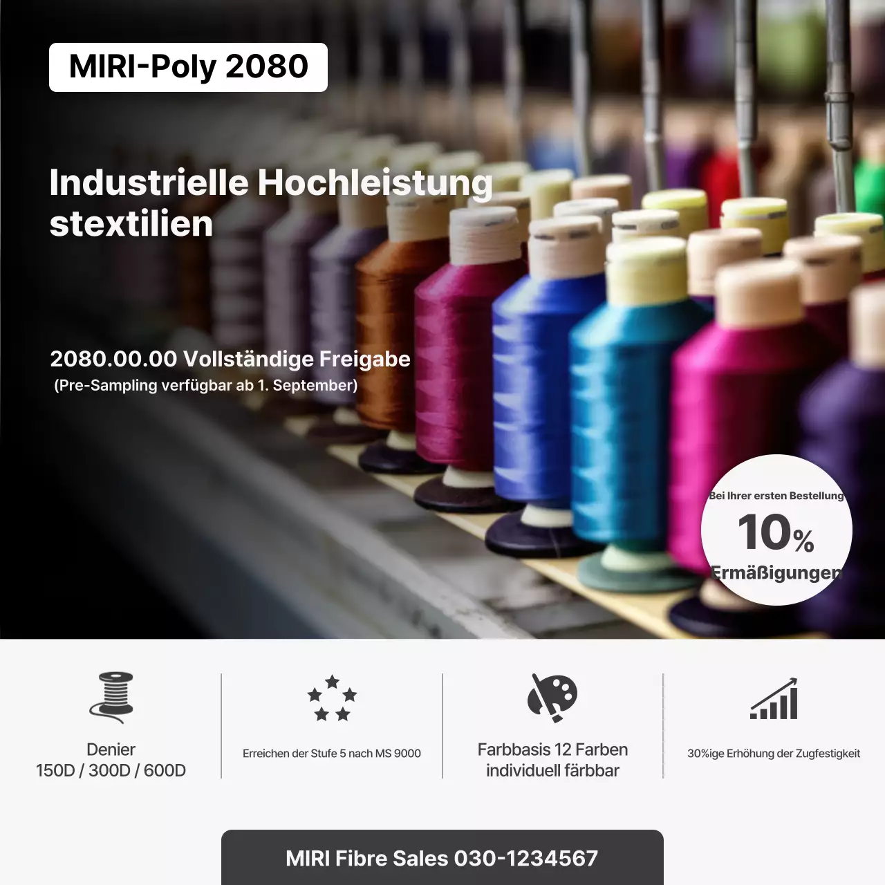 Graue moderne industrielle Textilwerbung