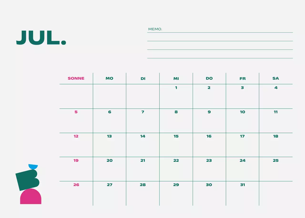 Blue Pop Calendar Kalender