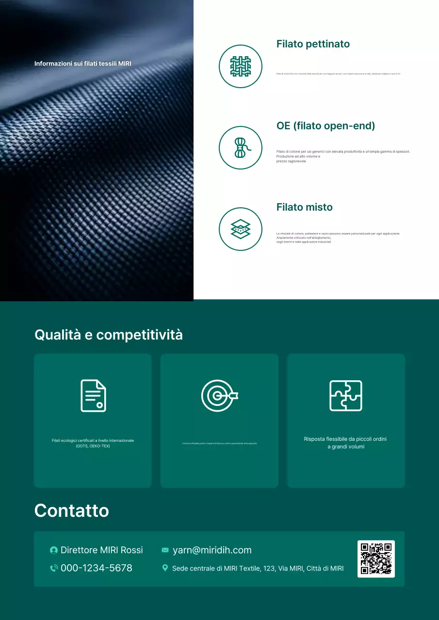 Pubblicità dell'industria tessile moderna e verde