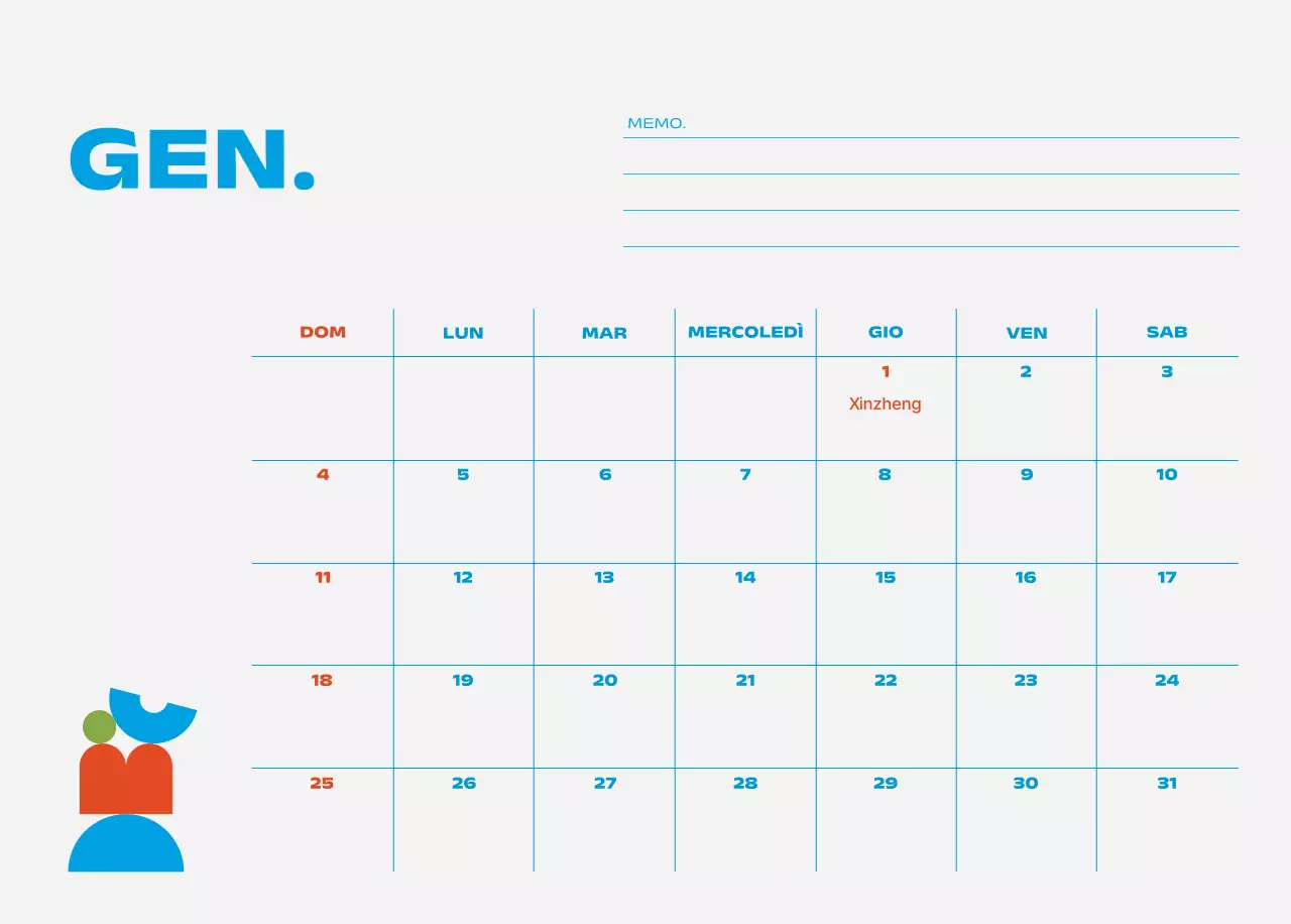 Calendario Blue Pop