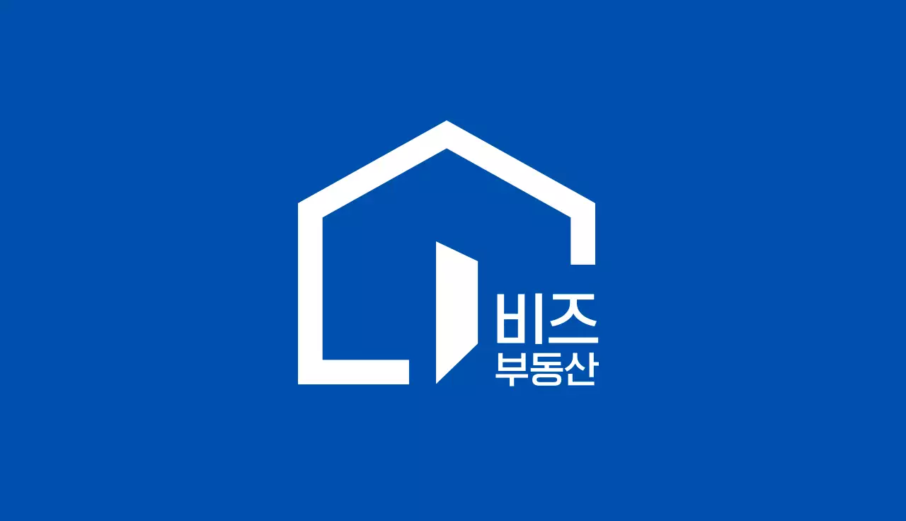 파랑 심플 부동산 로고 명함
