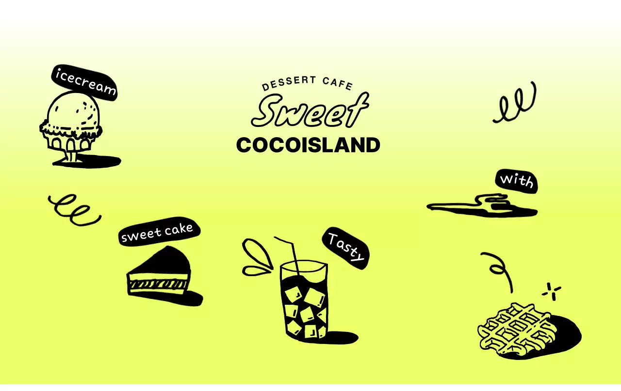연두색과 손그림의 귀여운 디저트 카페