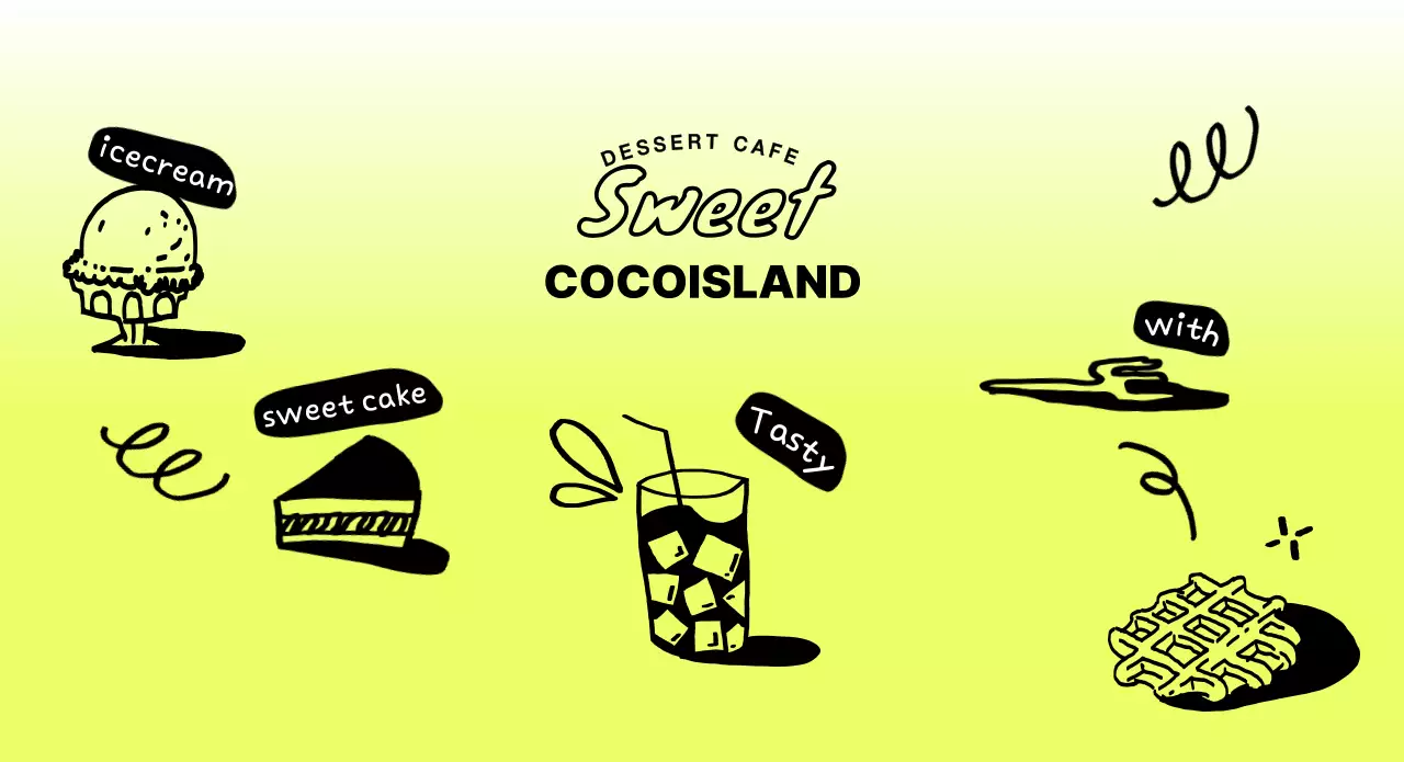 연두색과 손그림의 귀여운 디저트 카페