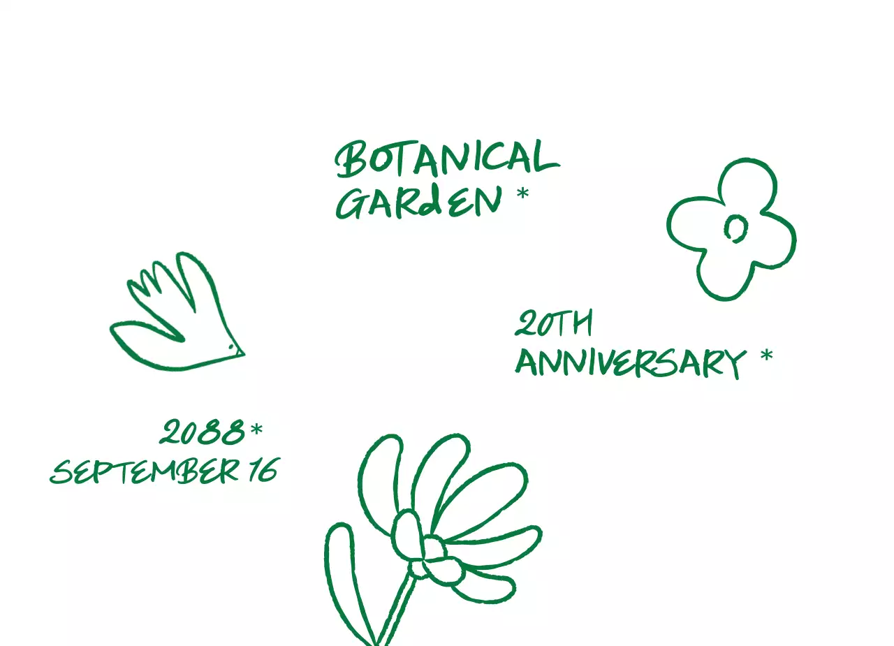 초록색과 손그림의 심플한 식물원 기념 행사