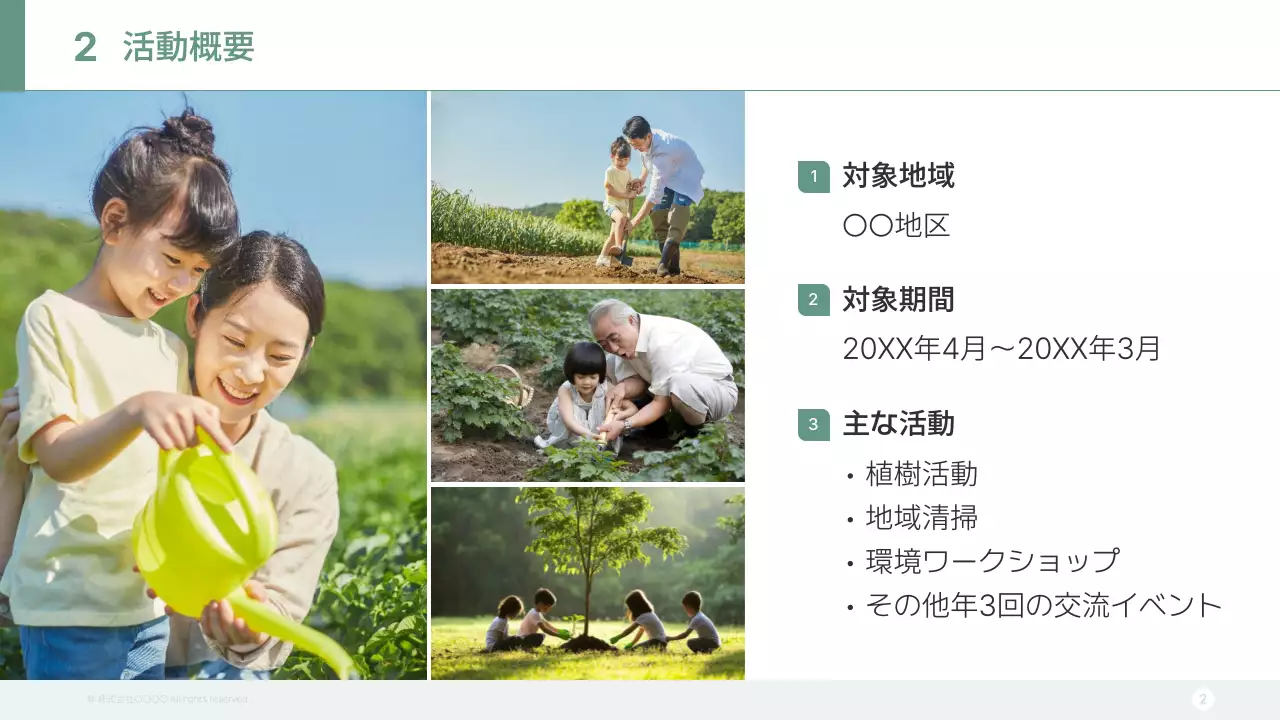 緑シンプル 環境 報告書 プレゼンテーション