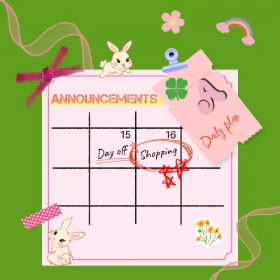 green and pink playful calendar announcement