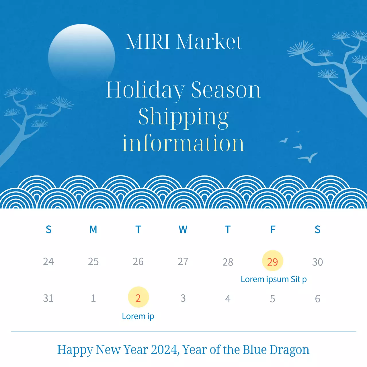 Blue Traditional Shipping Information Announcement Social Media Post