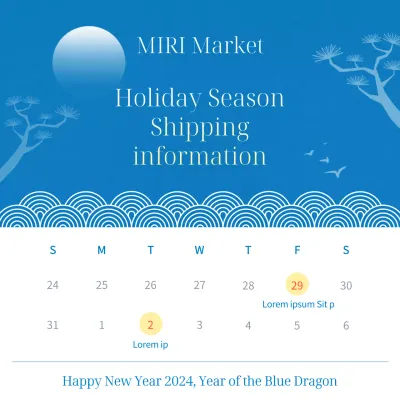 Blue Traditional Shipping Information Announcement Social Media Post