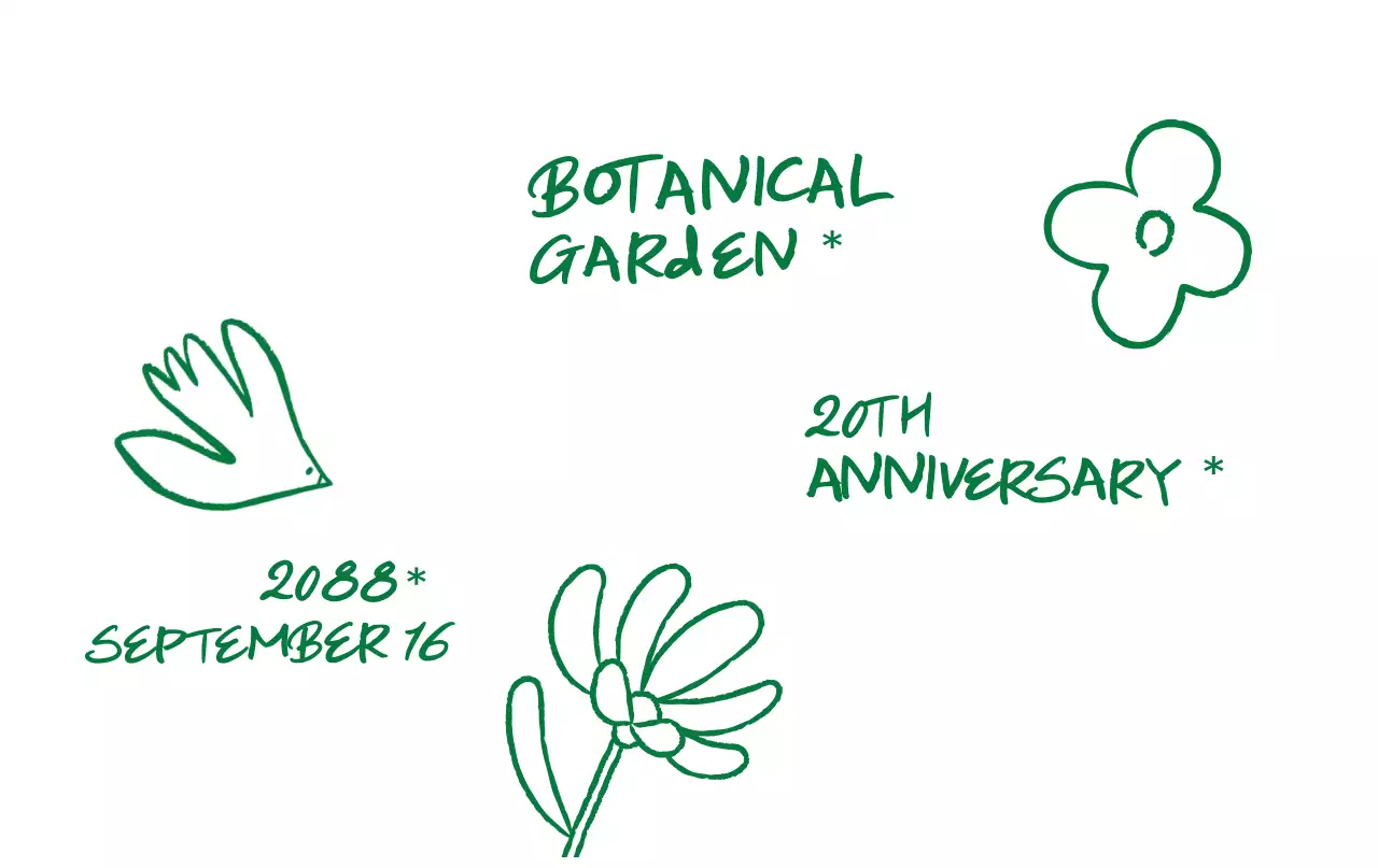 초록색과 손그림의 심플한 식물원 기념 행사