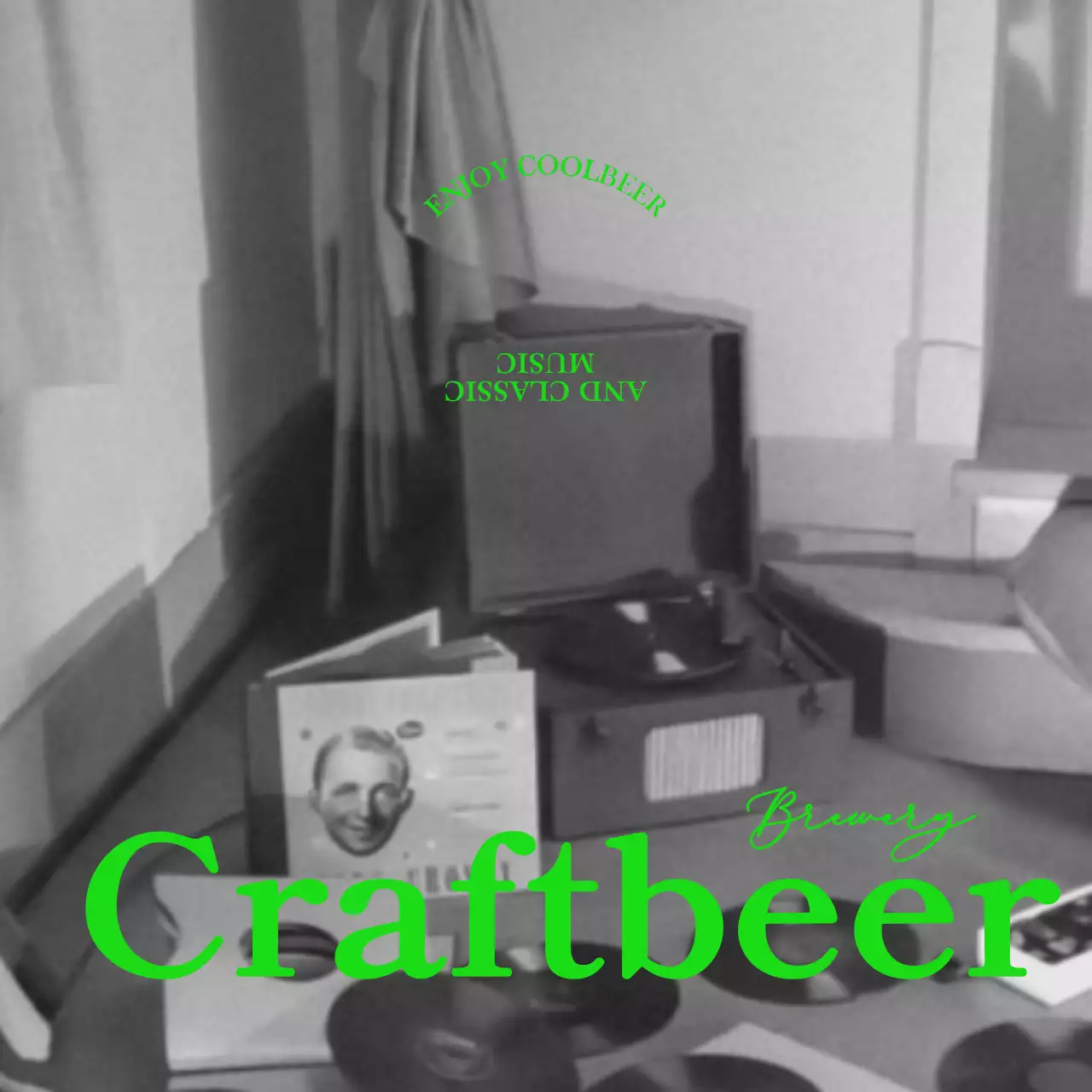 감성적인 흑백사진과 세리프체의 빈티지한 느낌의 펍