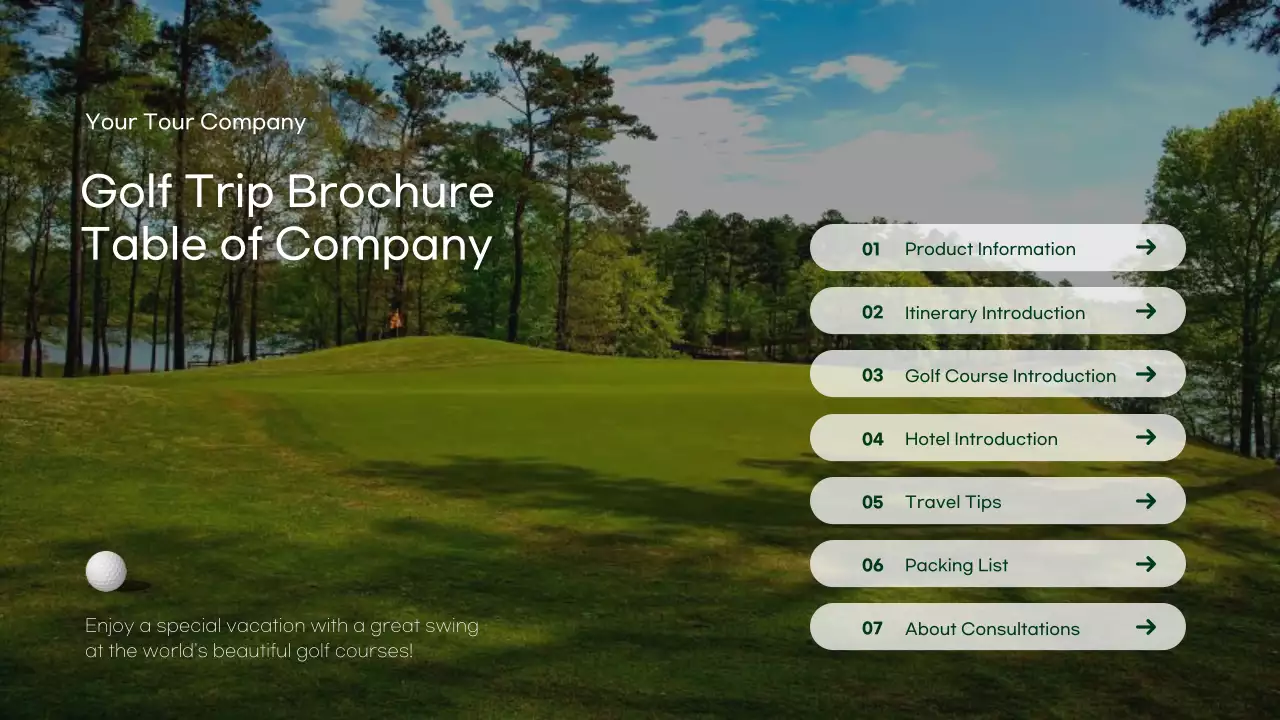 Green Modern Golf Brochure Presentation