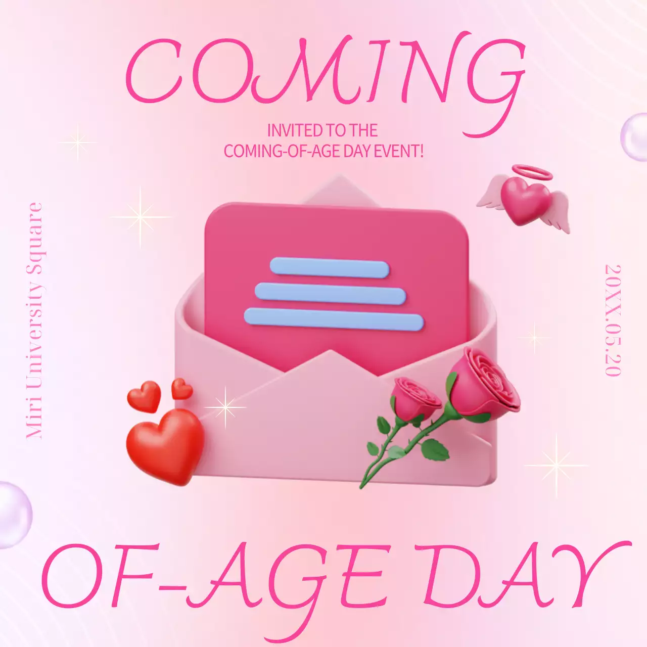 핑크색의 럭셔리한 성년의 날 홍보
