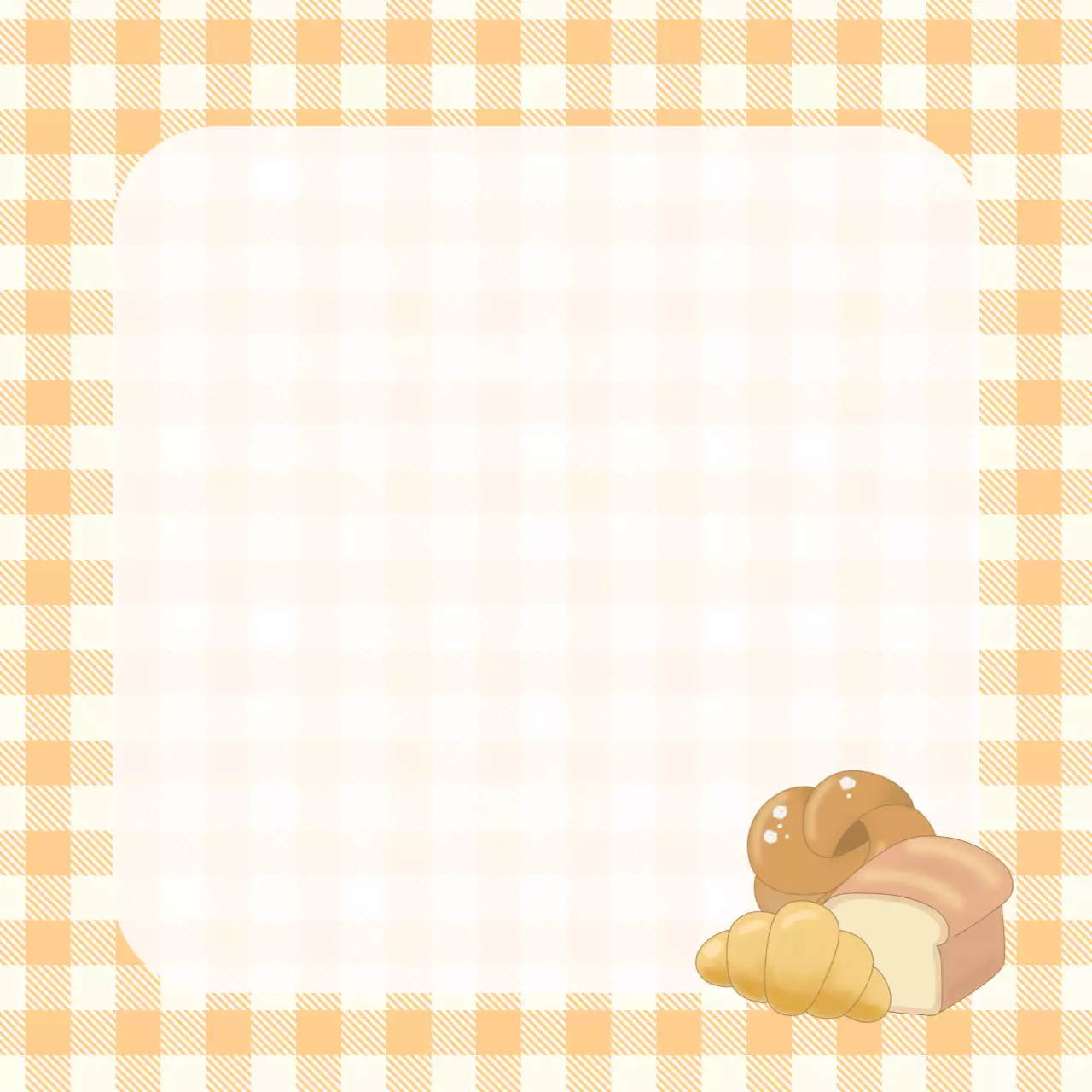 주황 빈티지 체크 베이커리 빵 문구