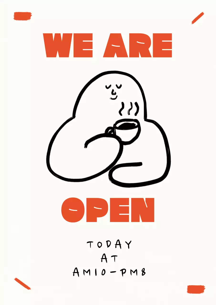 주황 심플 카페 오픈