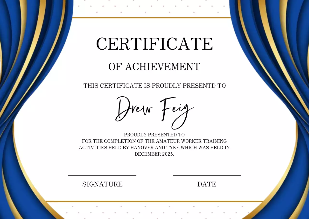 blue and gold modern achievement certificate
