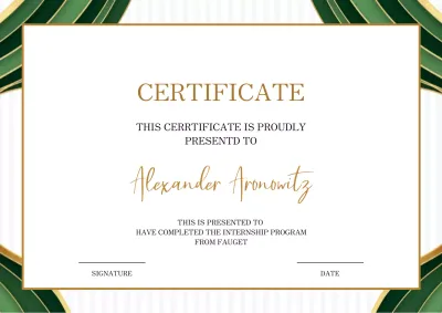 Green and gold modern certificate document