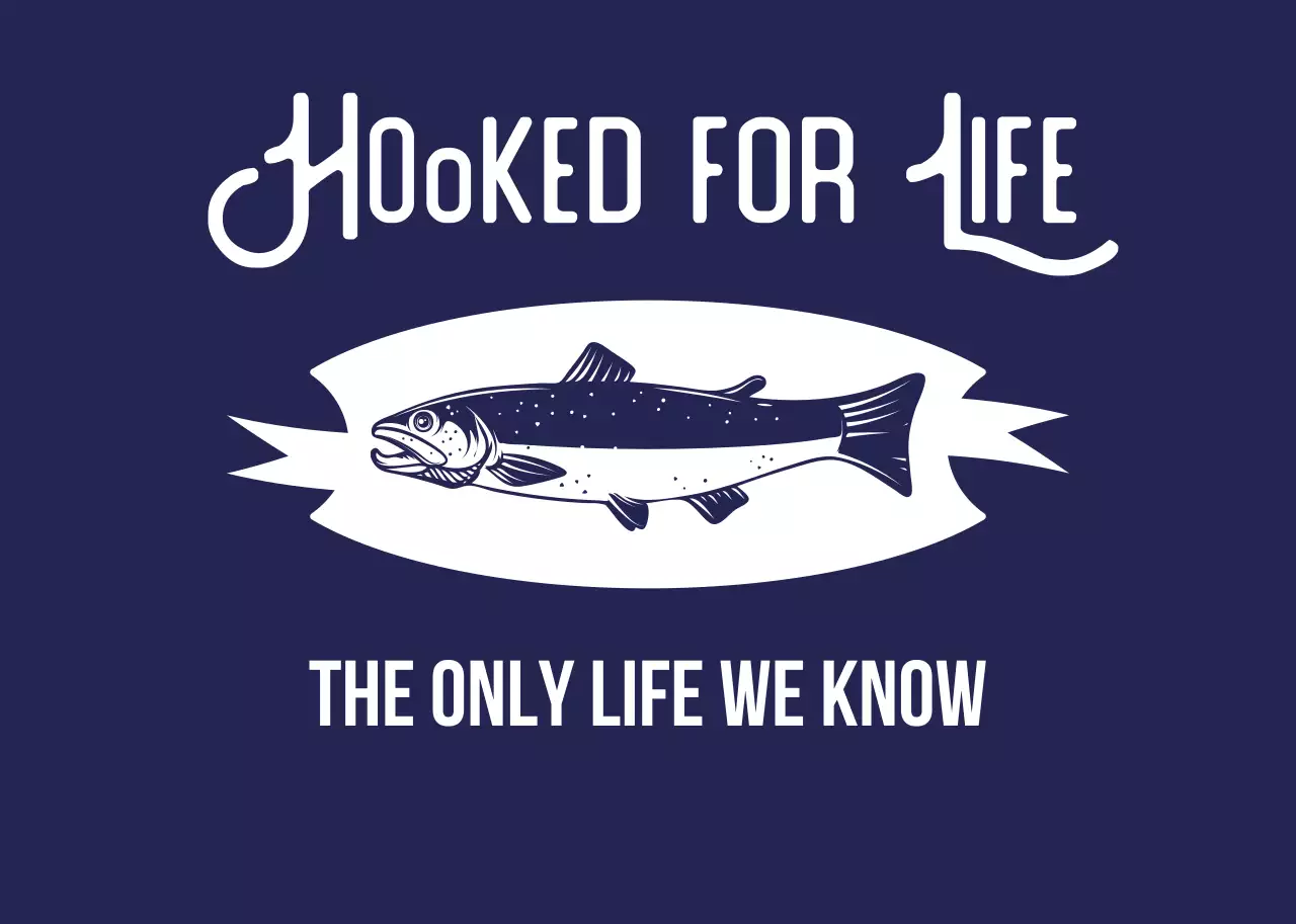 ネイビー レトロ 釣り ロゴ 釣り